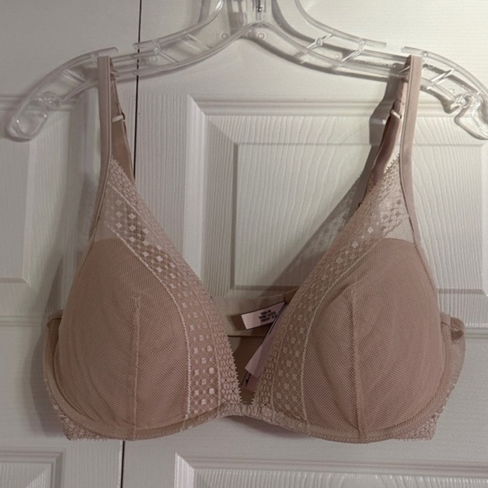 Victoria’s Secret Mesh and Lace Bra in Nude